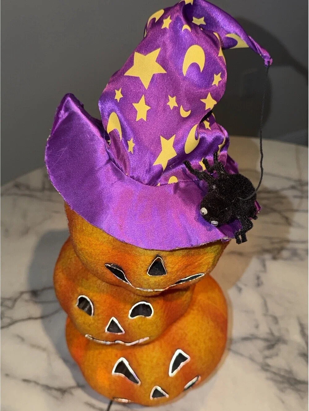 Fiber Optic Jack O Lantern Pumpkin Stack Multi Color Light Up 18